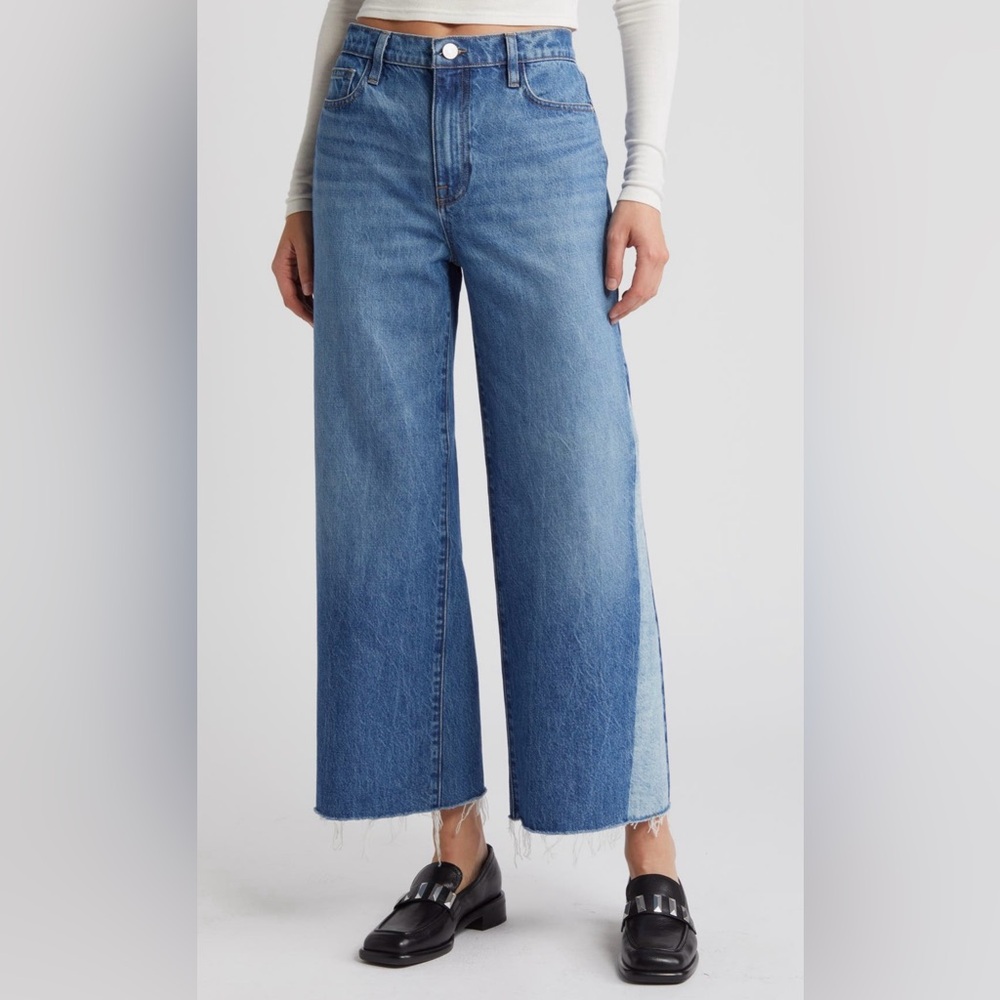 FRAME Le Jane Raw Hem Crop Wide Leg Jeans Two Tone
